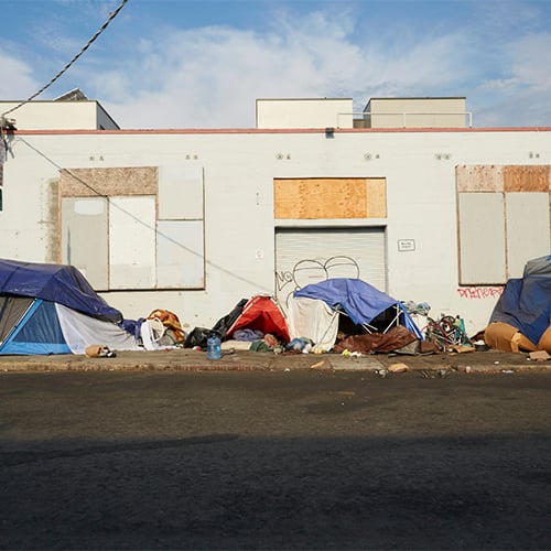 A homeless encampment