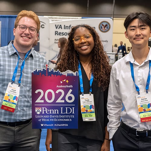 LDI SUMR scholars posting at the LDI photo spot at the AcademyHealth conference